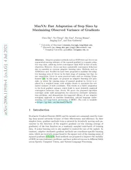 MaxVA: Fast Adaptation of Step Sizes by Maximizing Observed Variance of
  Gradients