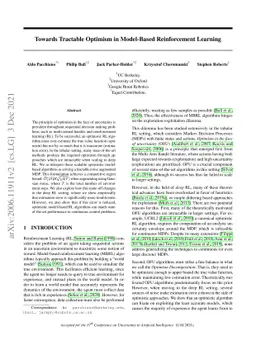 Towards Tractable Optimism in Model-Based Reinforcement Learning