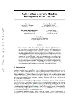 VAEM: a Deep Generative Model for Heterogeneous Mixed Type Data