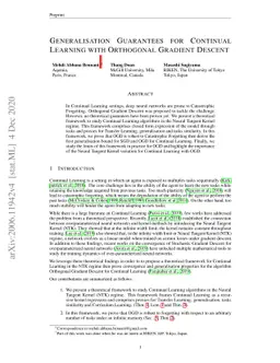 Generalisation Guarantees for Continual Learning with Orthogonal
  Gradient Descent