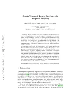 Spatio-Temporal Tensor Sketching via Adaptive Sampling