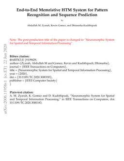 End-to-End Memristive HTM System for Pattern Recognition and Sequence
  Prediction