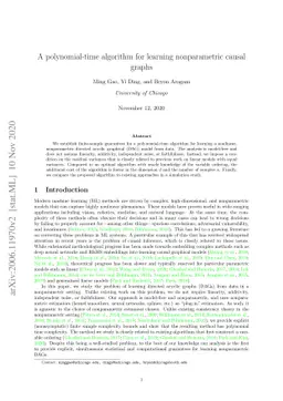 A polynomial-time algorithm for learning nonparametric causal graphs