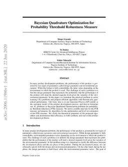 Bayesian Quadrature Optimization for Probability Threshold Robustness
  Measure