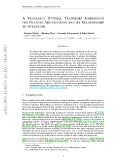 A Trainable Optimal Transport Embedding for Feature Aggregation and its
  Relationship to Attention