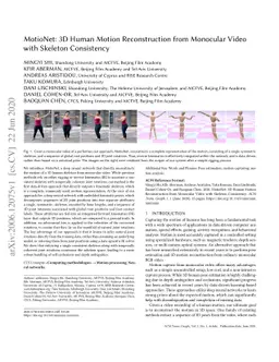 MotioNet: 3D Human Motion Reconstruction from Monocular Video with
  Skeleton Consistency