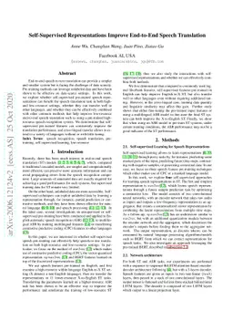 Self-Supervised Representations Improve End-to-End Speech Translation