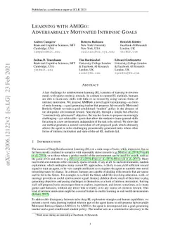 Learning with AMIGo: Adversarially Motivated Intrinsic Goals