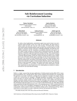 Safe Reinforcement Learning via Curriculum Induction