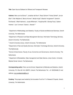 Open Source Software for Efficient and Transparent Reviews