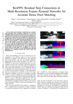 ResFPN: Residual Skip Connections in Multi-Resolution Feature Pyramid
  Networks for Accurate Dense Pixel Matching