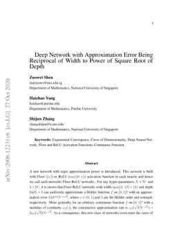 Deep Network with Approximation Error Being Reciprocal of Width to Power
  of Square Root of Depth