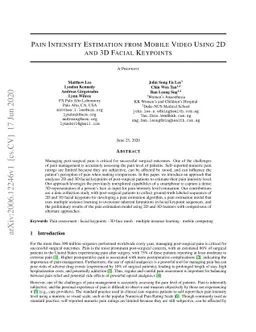 Pain Intensity Estimation from Mobile Video Using 2D and 3D Facial
  Keypoints