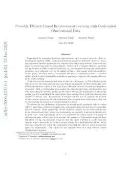 Provably Efficient Causal Reinforcement Learning with Confounded
  Observational Data