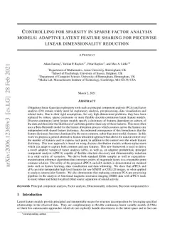 Controlling for sparsity in sparse factor analysis models: adaptive
  latent feature sharing for piecewise linear dimensionality reduction