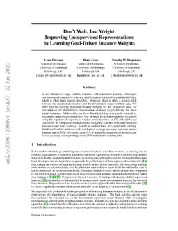 Don't Wait, Just Weight: Improving Unsupervised Representations by
  Learning Goal-Driven Instance Weights