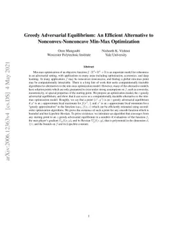Greedy Adversarial Equilibrium: An Efficient Alternative to
  Nonconvex-Nonconcave Min-Max Optimization
