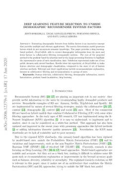 Deep Learning feature selection to unhide demographic recommender
  systems factors