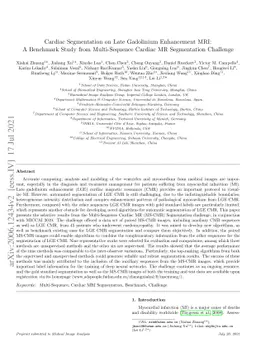 Cardiac Segmentation on Late Gadolinium Enhancement MRI: A Benchmark
  Study from Multi-Sequence Cardiac MR Segmentation Challenge