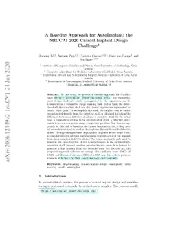 A Baseline Approach for AutoImplant: the MICCAI 2020 Cranial Implant
  Design Challenge