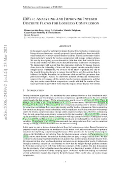 IDF++: Analyzing and Improving Integer Discrete Flows for Lossless
  Compression