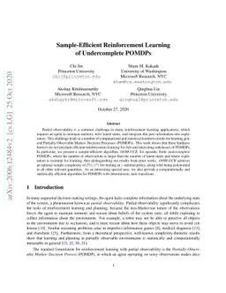 Sample-Efficient Reinforcement Learning of Undercomplete POMDPs