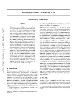Technology Readiness Levels for AI & ML