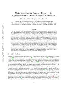 Meta Learning for Support Recovery in High-dimensional Precision Matrix
  Estimation