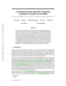 A maximum-entropy approach to off-policy evaluation in average-reward
  MDPs