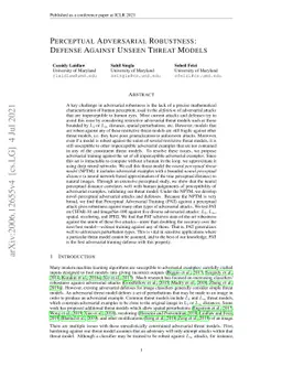Perceptual Adversarial Robustness: Defense Against Unseen Threat Models
