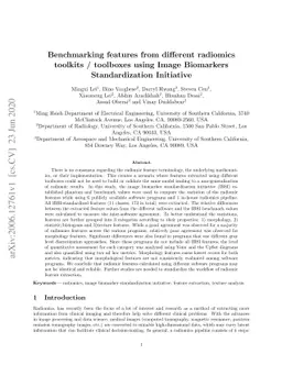 Benchmarking features from different radiomics toolkits / toolboxes
  using Image Biomarkers Standardization Initiative