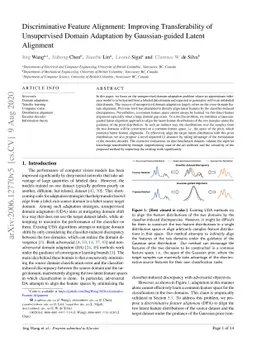 Discriminative Feature Alignment: Improving Transferability of
  Unsupervised Domain Adaptation by Gaussian-guided Latent Alignment