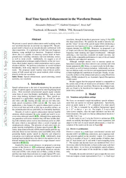 Real Time Speech Enhancement in the Waveform Domain