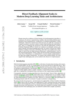 Direct Feedback Alignment Scales to Modern Deep Learning Tasks and
  Architectures
