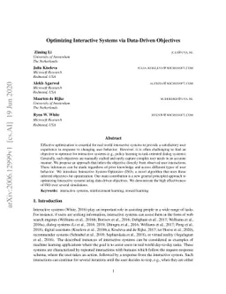 Optimizing Interactive Systems via Data-Driven Objectives