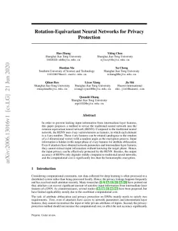 Rotation-Equivariant Neural Networks for Privacy Protection