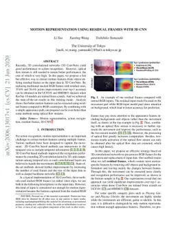 Motion Representation Using Residual Frames with 3D CNN