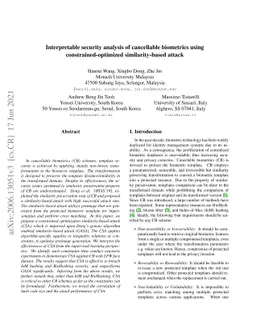 Interpretable security analysis of cancellable biometrics using
  constrained-optimized similarity-based attack