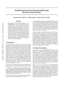 Hybrid Session-based News Recommendation using Recurrent Neural Networks