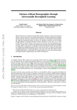 Fairness without Demographics through Adversarially Reweighted Learning
