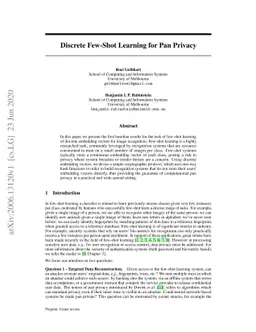 Discrete Few-Shot Learning for Pan Privacy