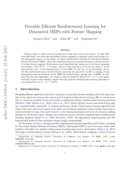 Provably Efficient Reinforcement Learning for Discounted MDPs with
  Feature Mapping