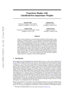 Experience Replay with Likelihood-free Importance Weights