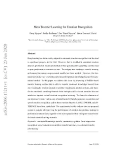 Meta Transfer Learning for Emotion Recognition