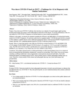 Was there COVID-19 back in 2012? Challenge for AI in Diagnosis with
  Similar Indications