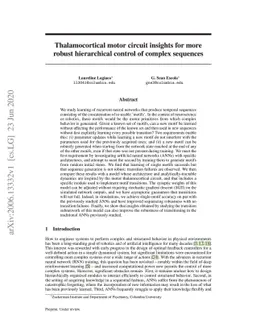 Thalamocortical motor circuit insights for more robust hierarchical
  control of complex sequences