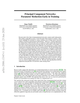 Principal Component Networks: Parameter Reduction Early in Training