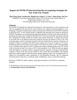Impact of COVID-19 behavioral inertia on reopening strategies for New
  York City Transit