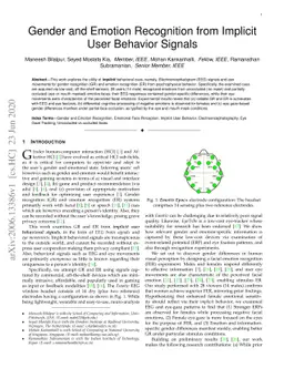 Gender and Emotion Recognition from Implicit User Behavior Signals
