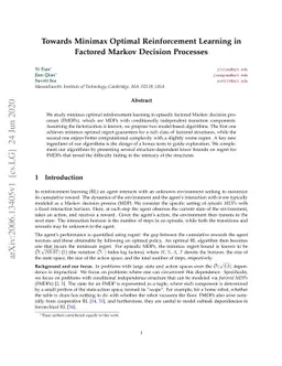 Towards Minimax Optimal Reinforcement Learning in Factored Markov
  Decision Processes